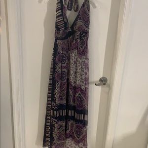 Chiffon maxi dress purple blue